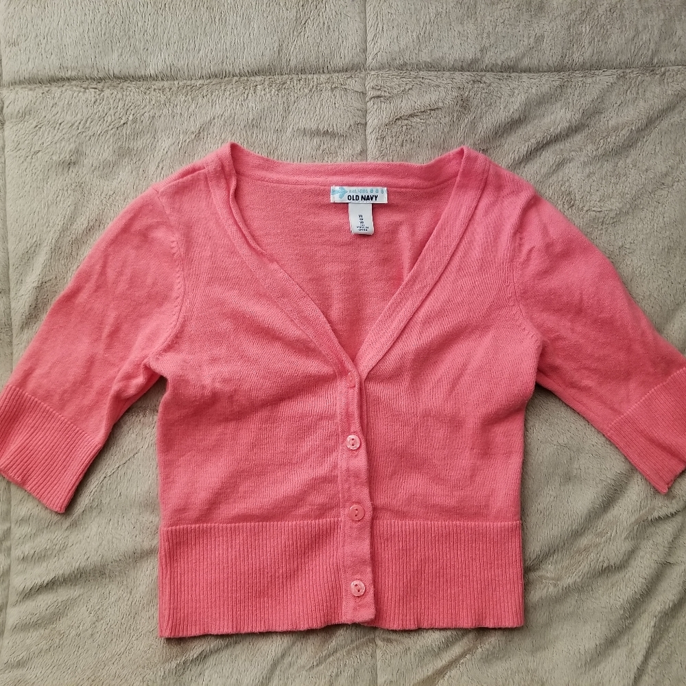 Old Navy Girls XS (6/8) Coral Cropped Sweater